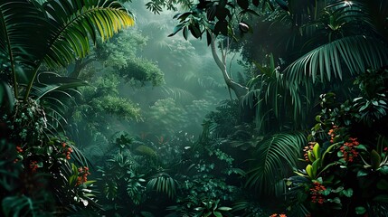 Fototapeta na wymiar Lush Green Tropical Forest
