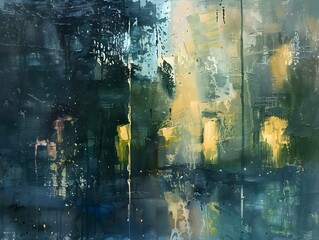 Abstract Painting in Blue and Green Tones