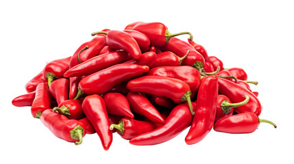  A pile of things were heaped up together. Red chili peppers were isolated on a white background