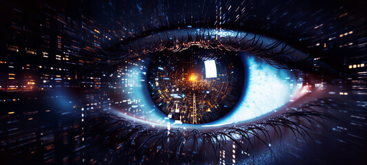 The modern digital eye, light reflection,  generative AI