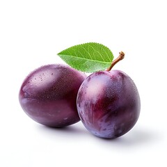 Plum fruit on white background