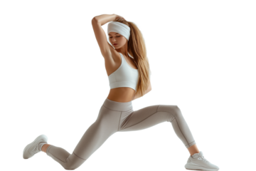 woman doing fitness exercise on transaparent png file