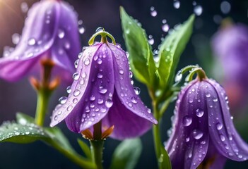 water drops on purple flower