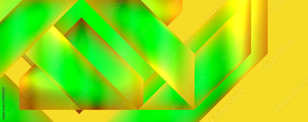 Poster a yellow background with green triangles on it high quality