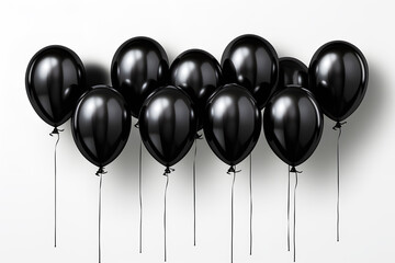Set of black colored balloons on white background. Party celebration New Year birthday, holiday, wedding ,concept Realistic clipart template pattern.