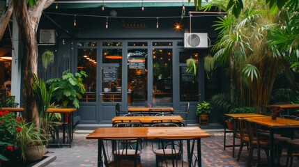 A typical coffee shop with an outdoor setting