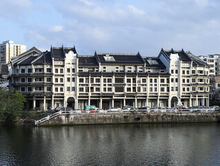 Ancient Chinese buildings by the river