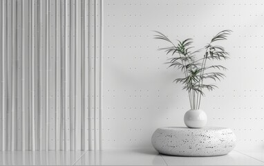 Houseplant with copy space on white wooden floor background. Interior and Nature decoration concept. 3D illustration rendering