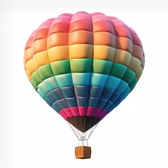 Hot air balloon icon in 3D, vibrant colors, realistic, isolated on white background