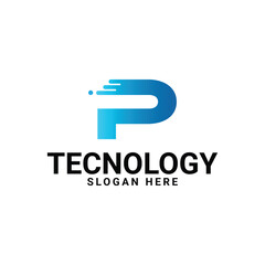 Letter P Logo Design Vector In Blue Gradient stock illustration