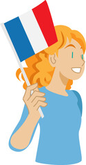 フランス国旗を持った女性のイラスト