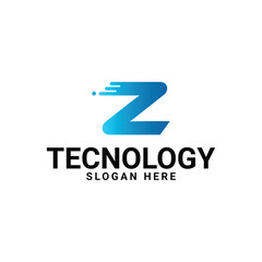 Letter Z Logo Design Vector In Blue Gradient stock illustration