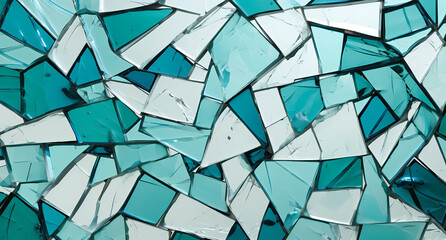 teal colored broken glass