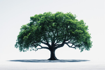 A large tree is standing alone on a white background - obrazy, fototapety, plakaty