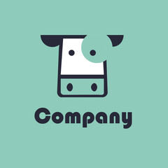Cartoon Cow Logo Illustration