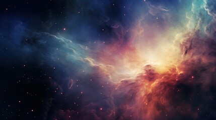 Fototapeta premium close-up of a colorful nebula, with swirling clouds of gas and dust illuminated by the light of nearby stars.