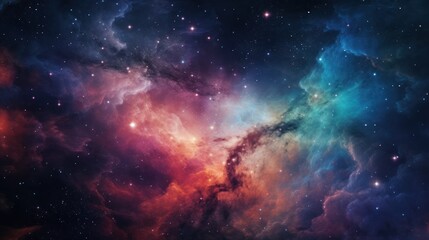 Fototapeta premium cosmic digital nebula with swirling clouds of color and light, reminiscent of a distant galaxy or celestial phenomenon.