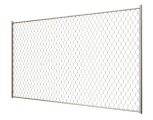 Rhombic Security: Transparent PNG showcases a metal chain-link fence with a secure rhombic mesh pattern. Ideal for showcasing industrial fencing solutions and secure perimeters.