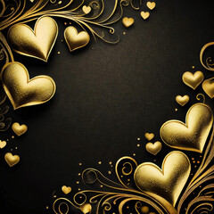 golden heart on black background