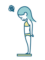 体重計に乗っている女性のイラスト