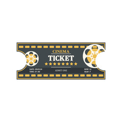 Vintage cinema ticket isolated on white background