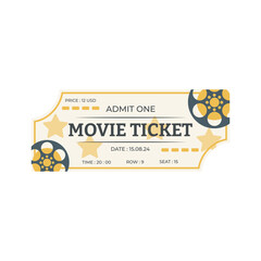 Vintage cinema ticket isolated on white background