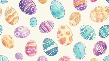 Playful Charm Hand-Drawn Easter Eggs Seamless Pattern