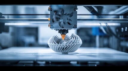 a 3D printer in action, constructing building components or structures using innovative additive manufacturing technology.