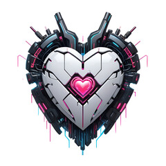 Cyberpunk high tech heart love for valentine, design for t-shirt