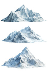 set of snow mountain on transparent background, set of mountain 