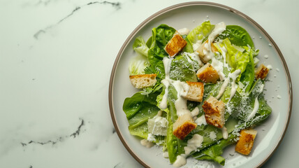 Classic Caesar Salad with Romaine, Parmesan, Croutons, and Dressing