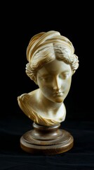 Obraz premium Classical ancient marble gypsum stoic, roman, greek bust, busts head sculpture against a colored background representing historical figures 