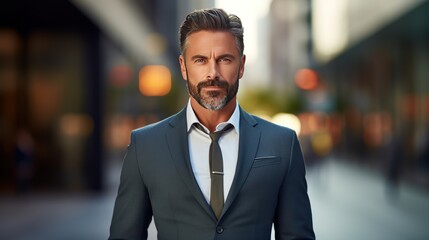Naklejka premium stylish and professional portrait of a business leader or CEO, exuding confidence and authority, 