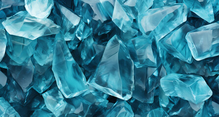 A pile of aquamarine glass fragments