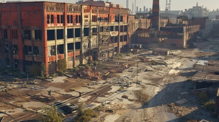 Fototapeta premium a shrinking economy concept, abandoned factories, and vacant lots.