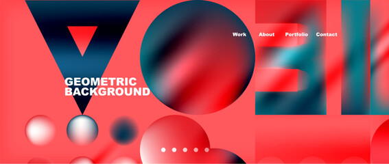 A vibrant red and blue geometric background featuring a triangle, circle, and sphere. The colorfulness and electric blue elements evoke a sense of automotive design and innovation
