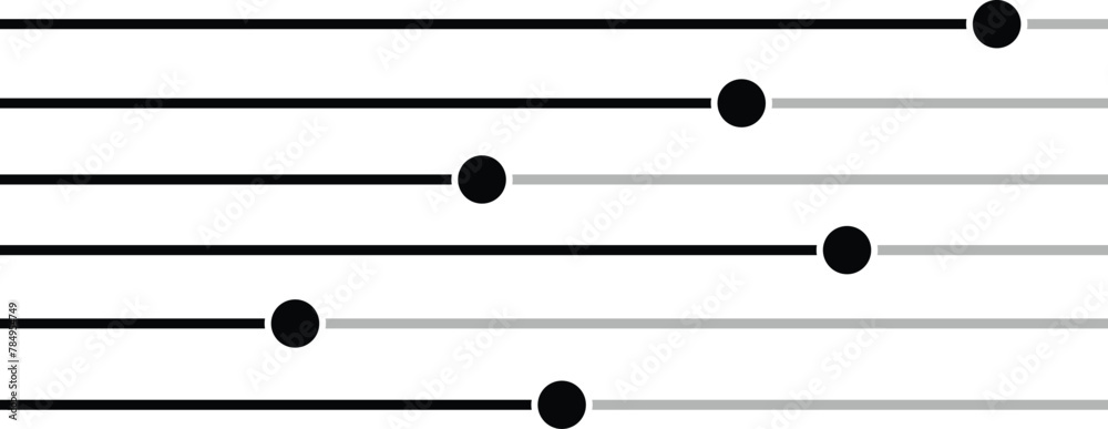 Poster volume slider icon set, horizontal slider button set, vector illustration.