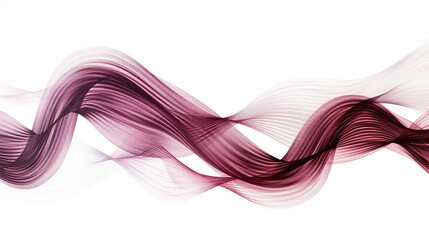Dynamic wave lines with a gradient of deep burgundy, symbolizing creativity and advancement in digital communication and technology, isolated on a white background.