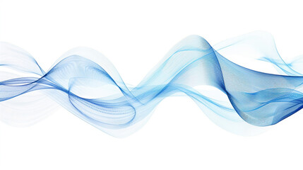 Dynamic wave lines with a gradient of electric blue, symbolizing connectivity and progress in digital communication and technology, isolated on a white background.
