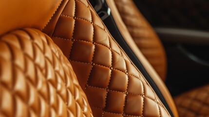 luxury leather interior of an expensive new car. Close up texture and details
