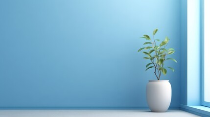 Interior background of room with blue wall, 