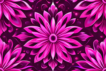 Seamless floral pattern background dynamic magenta color