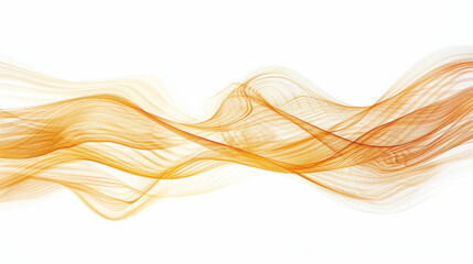 Naklejka premium Dynamic wave lines with a gradient of warm gold, symbolizing creativity and advancement in technology and science, isolated on a white background.
