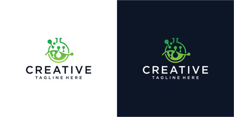Creative bio tech lab logo template. - obrazy, fototapety, plakaty