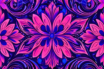 Seamless floral pattern background dynamic magenta color