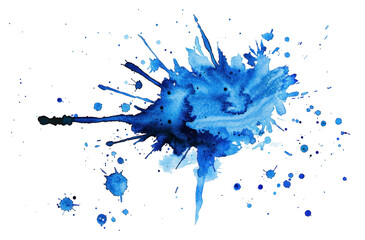 Fototapeta premium PNG Blue watercolor splash outdoors snowman nature.