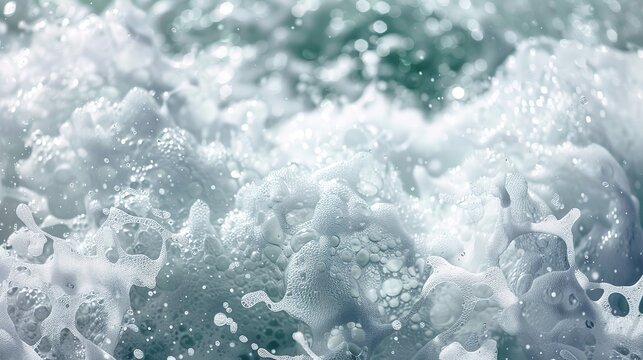 Quantum computing sea foam, close-up, straight-on shot, binary froth, computational complexity