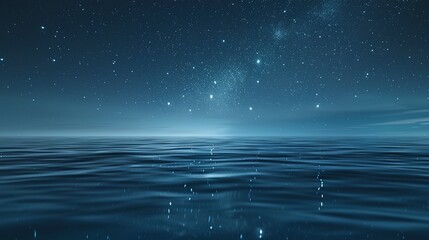 Starry sky reflection on water, close-up, straight-on angle, celestial mirror, peaceful night  - obrazy, fototapety, plakaty