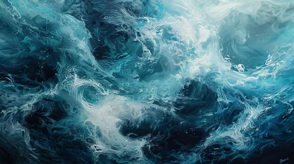 Fotobehang Turbulent sea, abstract swirls, close-up, straight-on angle, power of nature, stormy mood  © Thanthara