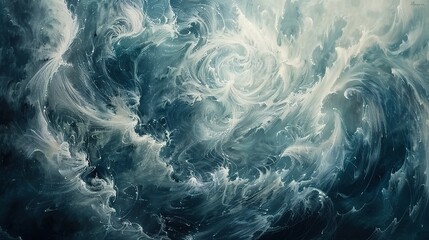 Turbulent sea, abstract swirls, close-up, straight-on angle, power of nature, stormy mood  - obrazy, fototapety, plakaty